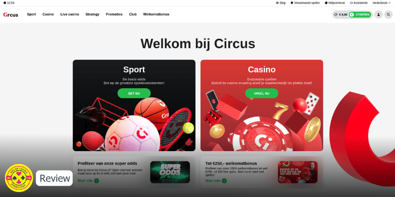 Circus Casino Review Homepage Screenshot