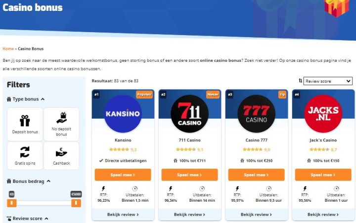 Casinobonus Bij Casinoscout