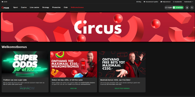 Recensie Circus Casino Welkomstbonus Pagina