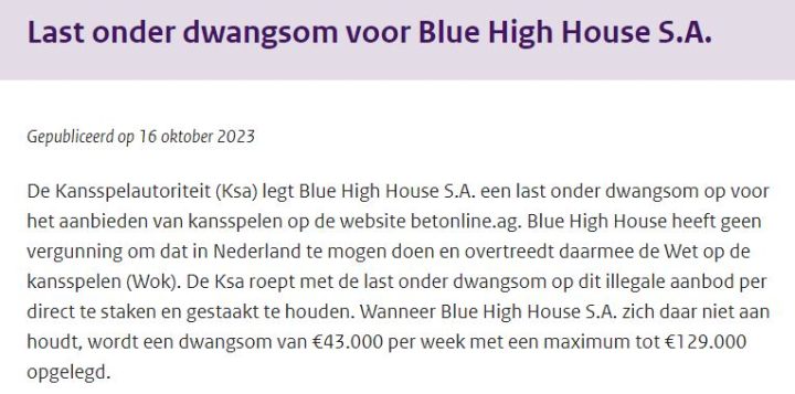 Dwangsom Blue High House