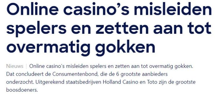 Online Casinos Misleiden Gokkers Volgens Consumentenbond