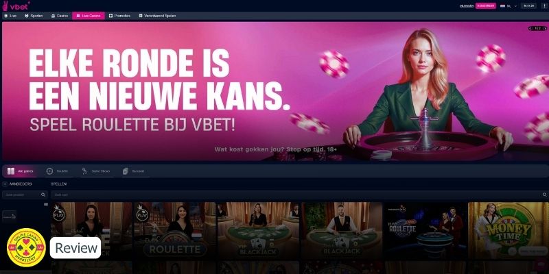 screenshot van de live casino lobby
