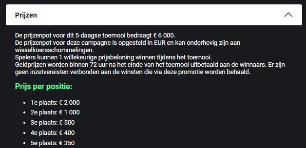 Prijzen Bij One Casino Toernooi