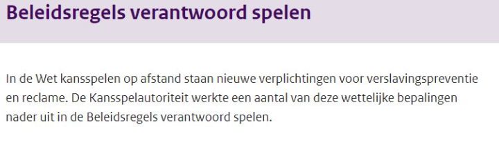 Beleidsregels Verantwoord Spelen Van De Kansspelautoriteit