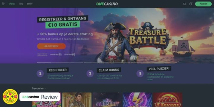 Onlinecasino.amsterdam Review One Casino Homepage Screenshot April 2025