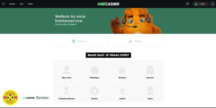 Onlinecasino.amsterdam Review One Casino Klantenservice Screenshot April 2025