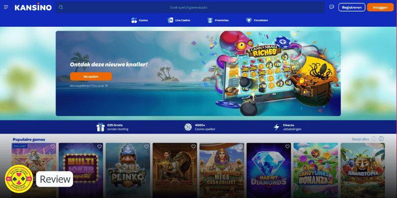 Kansino Review Homepage Screenshot