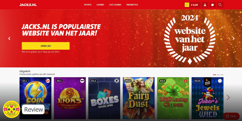 Jacks.nl Screenshot Homepage