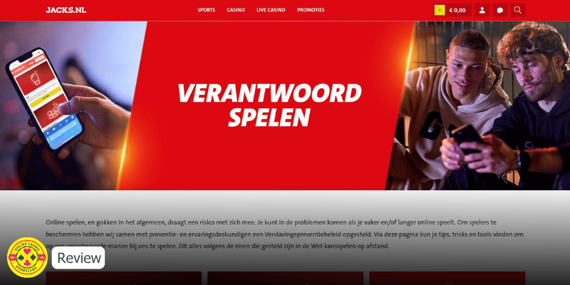 Jacks.nl Screenshot Verantwoord Spelen Pagina