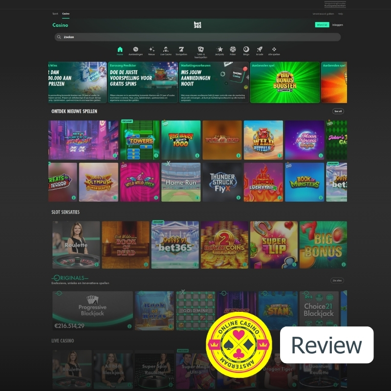 Bet365 casino homepage screenshot