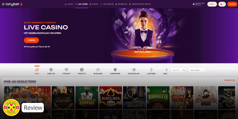 Tonybet Review Live Casino Screenshot