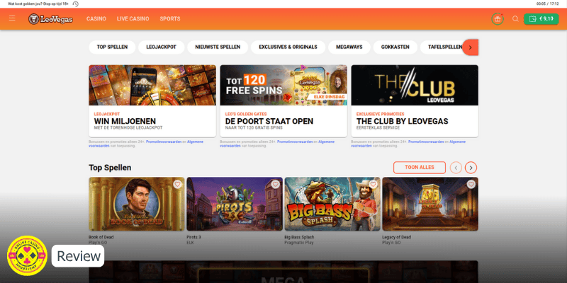 Leovegas Recensie Homepage Screenshot