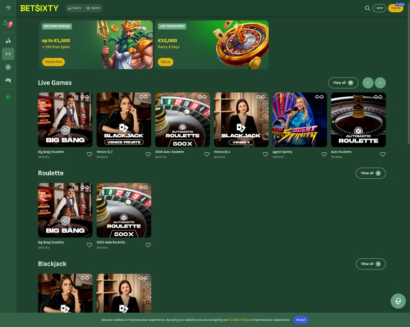 Betsixty Live Casino Screenshot