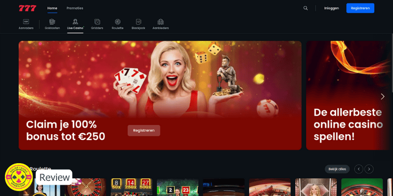 Casino 777 Review Screenshot Homepage