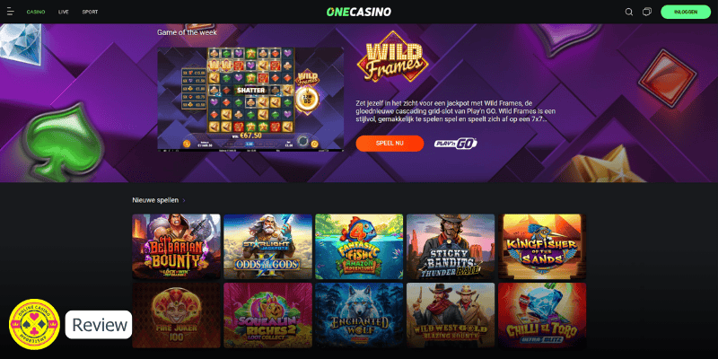 One Casino Review Spelaanbod Screenshot