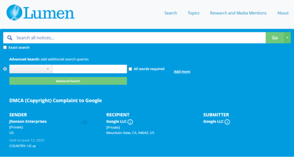 Google takedown requests