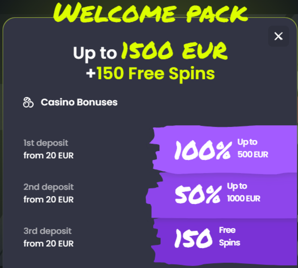 1500 en 150 FS bonus