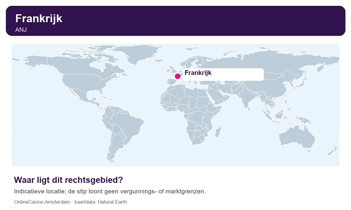 Wereldkaart met een stip bij Frankrijk