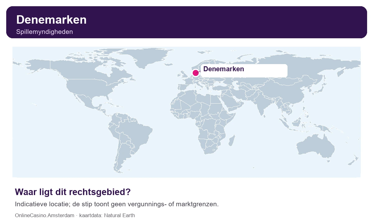 Wereldkaart met een stip bij Denemarken