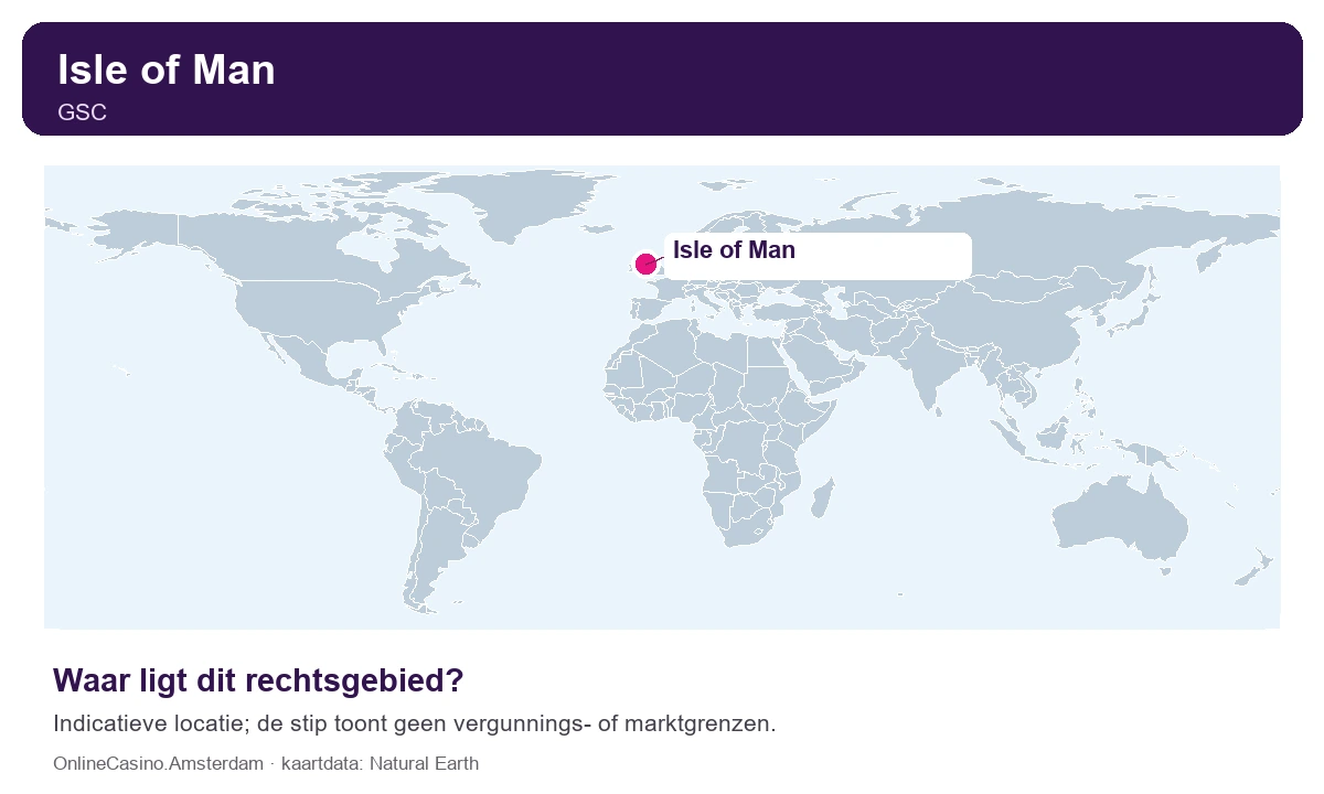 Wereldkaart met een stip bij Isle of Man